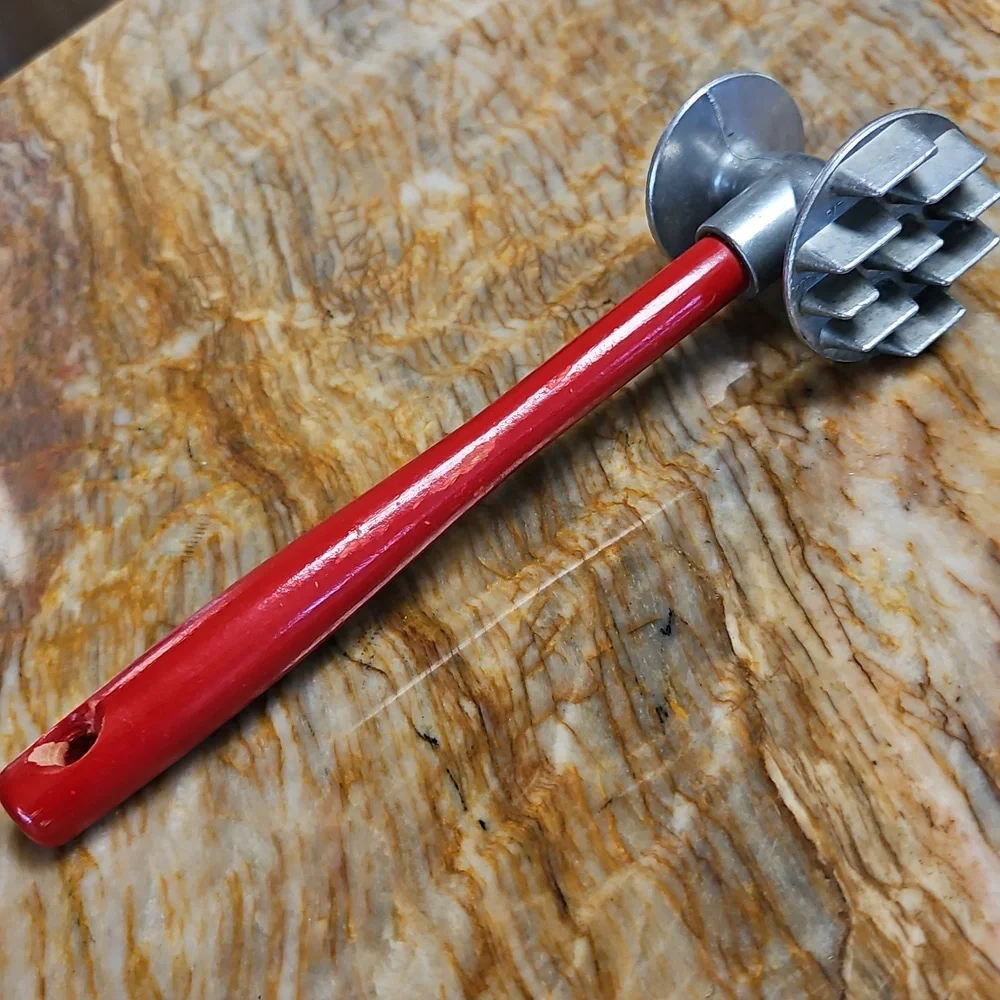 MODERN INDUSTRIES Vintage Red and Silver Meat Tenderizer